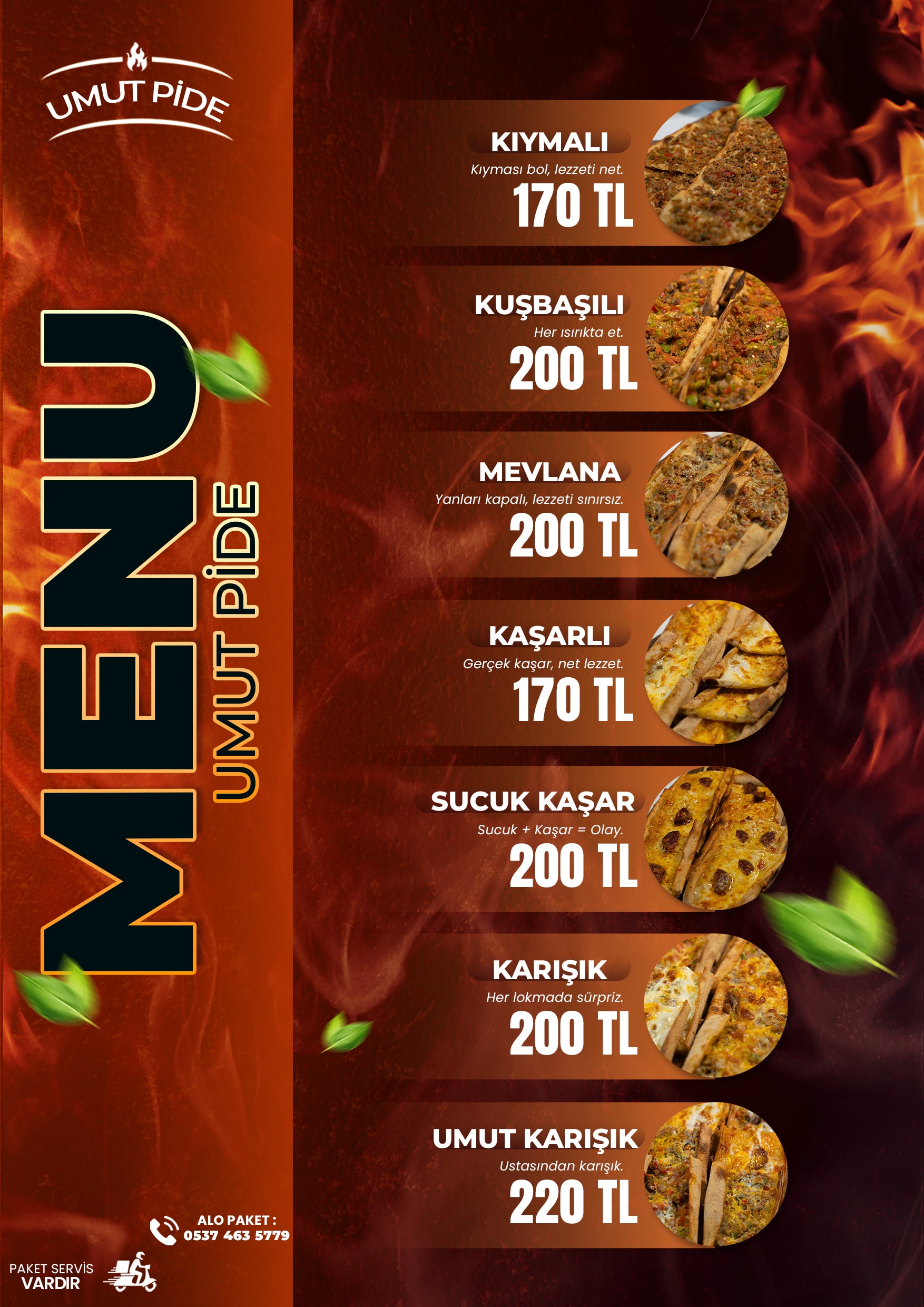 Umut Pide - Menü